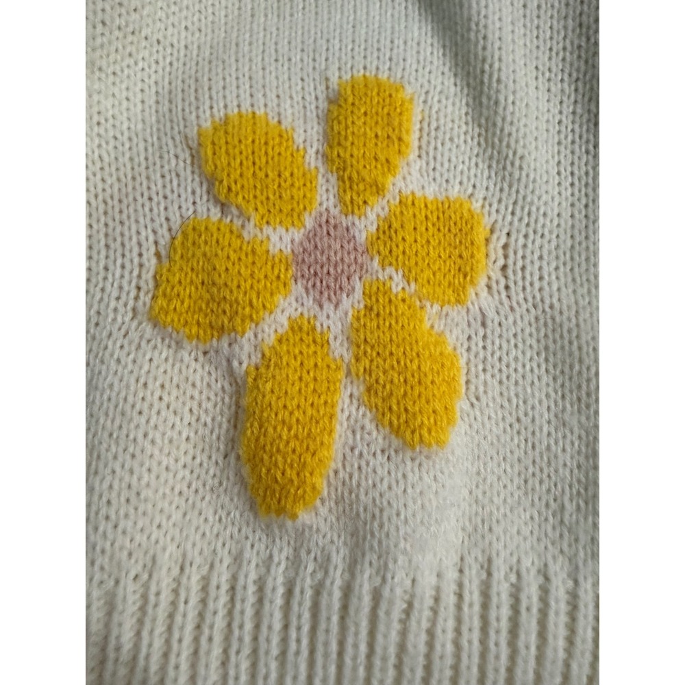 Polly & Esther Cottagecore/Grandmacore White Yellow Daisy Button Down Cardigan M - Picture 6 of 6